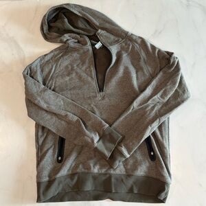Second Skin Olive Green / Gray Hooded Quarter-Zip Men’s Hoodie